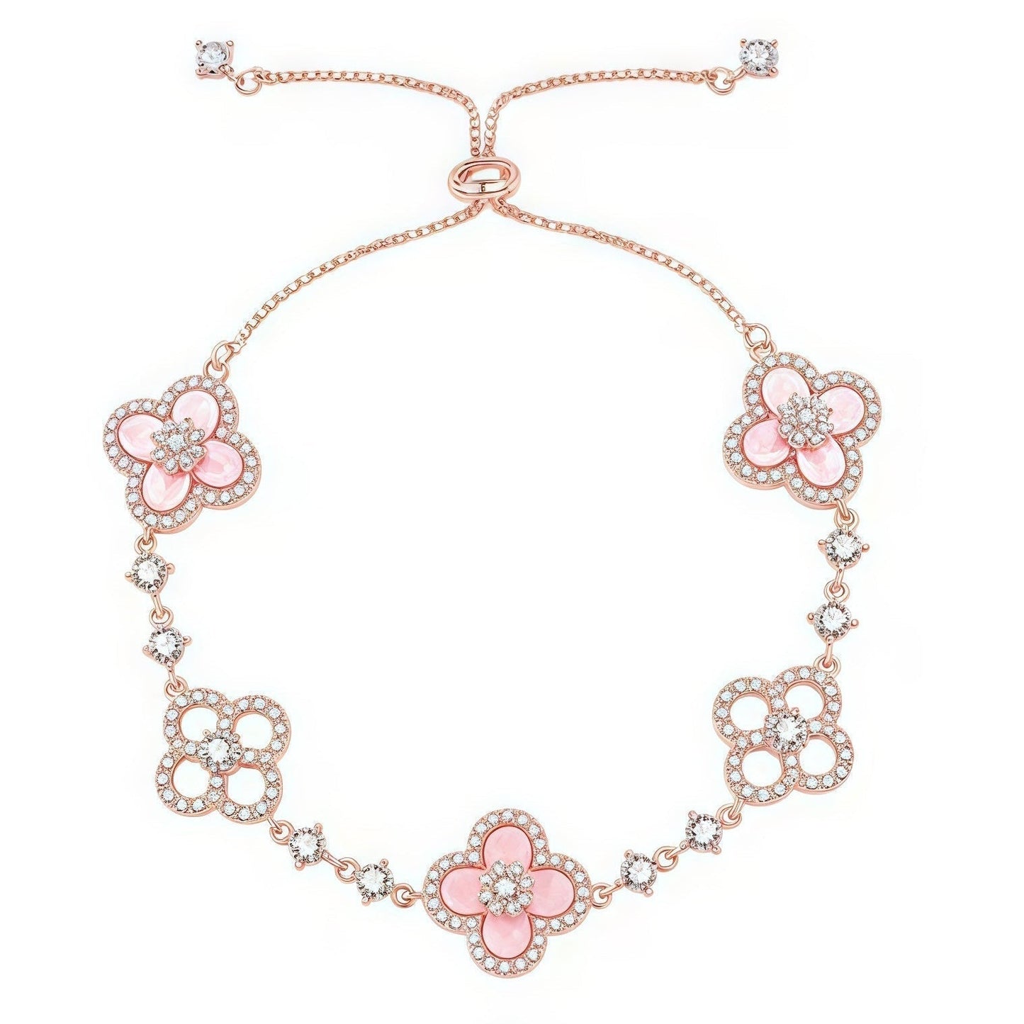 [AuraEcho]CLOVER 5 MOTIF PINK BLUE RED WHITE BRACELET