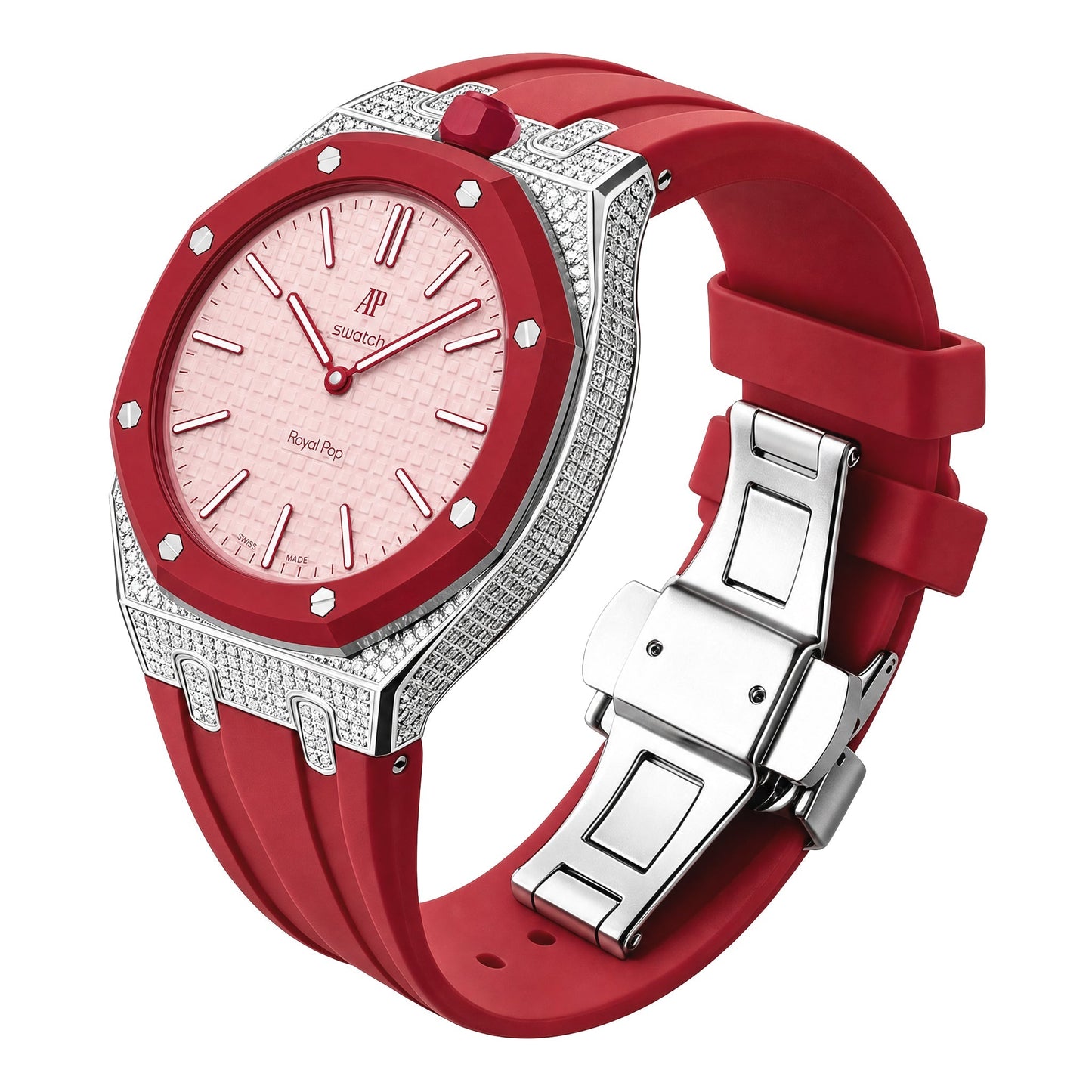 Royal Oak Pop Exclusive Steel Case With Diamond(Moissanite) & Silicone Strap