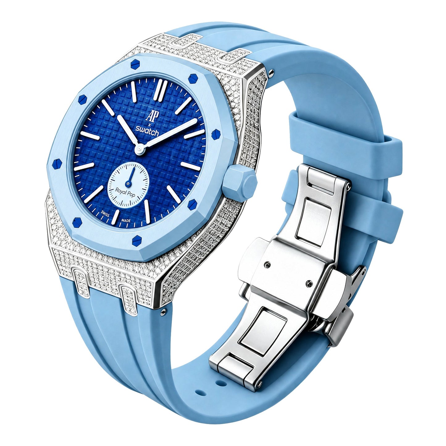 Royal Oak Pop Exclusive Steel Case With Diamond(Moissanite) & Silicone Strap