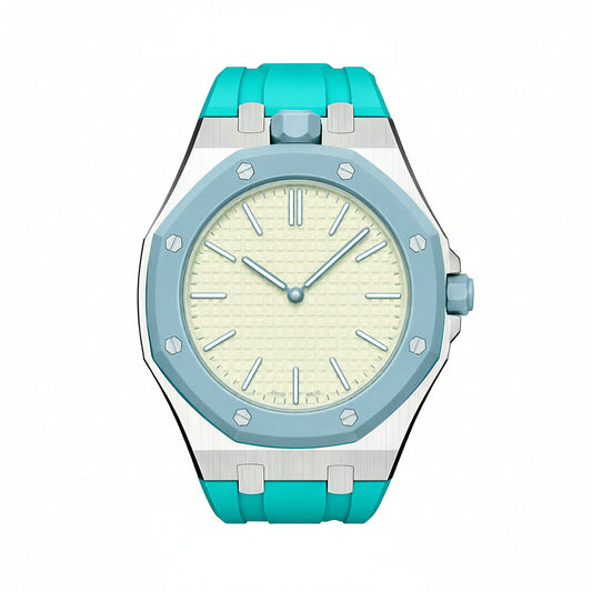 Oak Pop Sky Blue Steel Silicone Strap