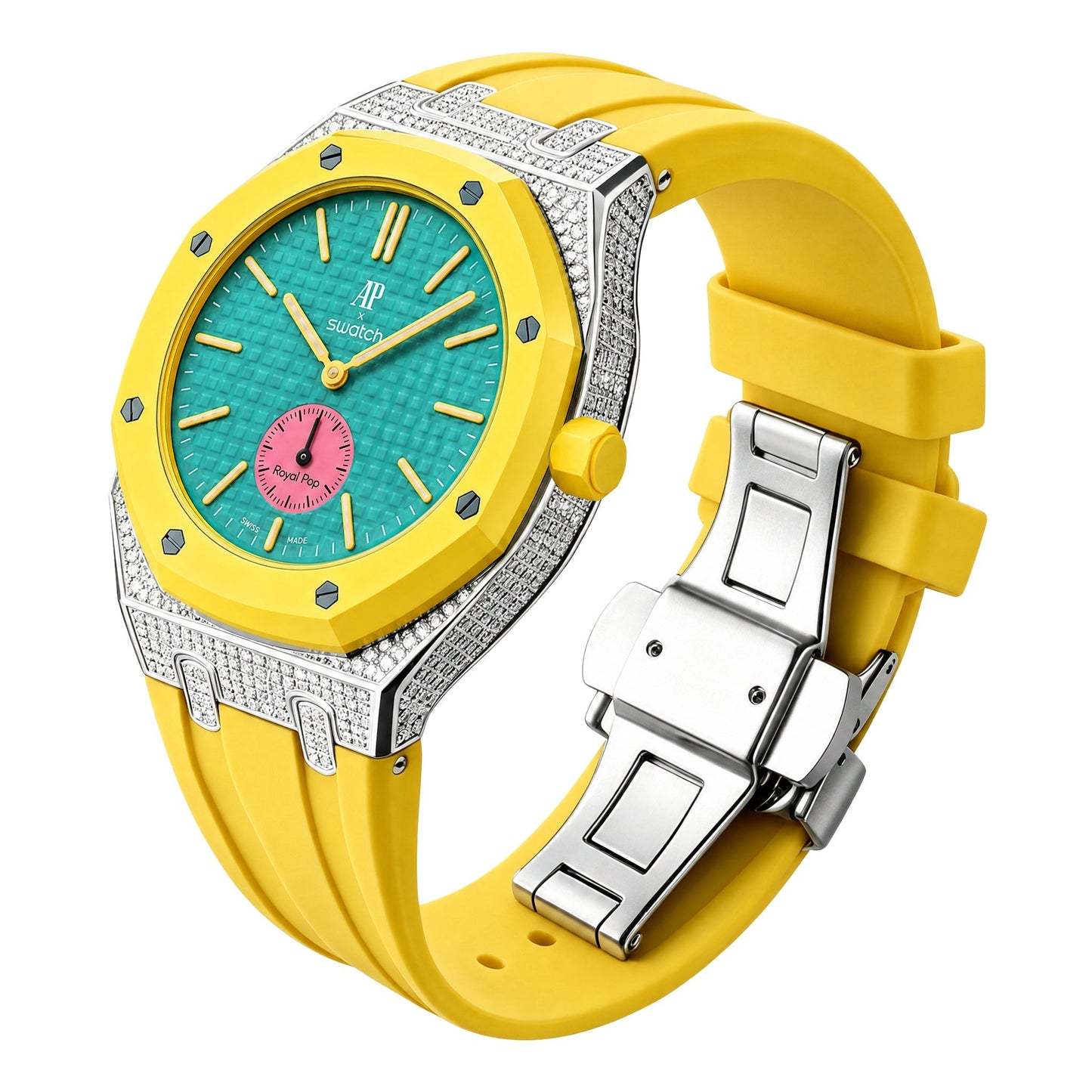 Royal Oak Pop Exclusive Steel Case With Diamond(Moissanite) & Silicone Strap