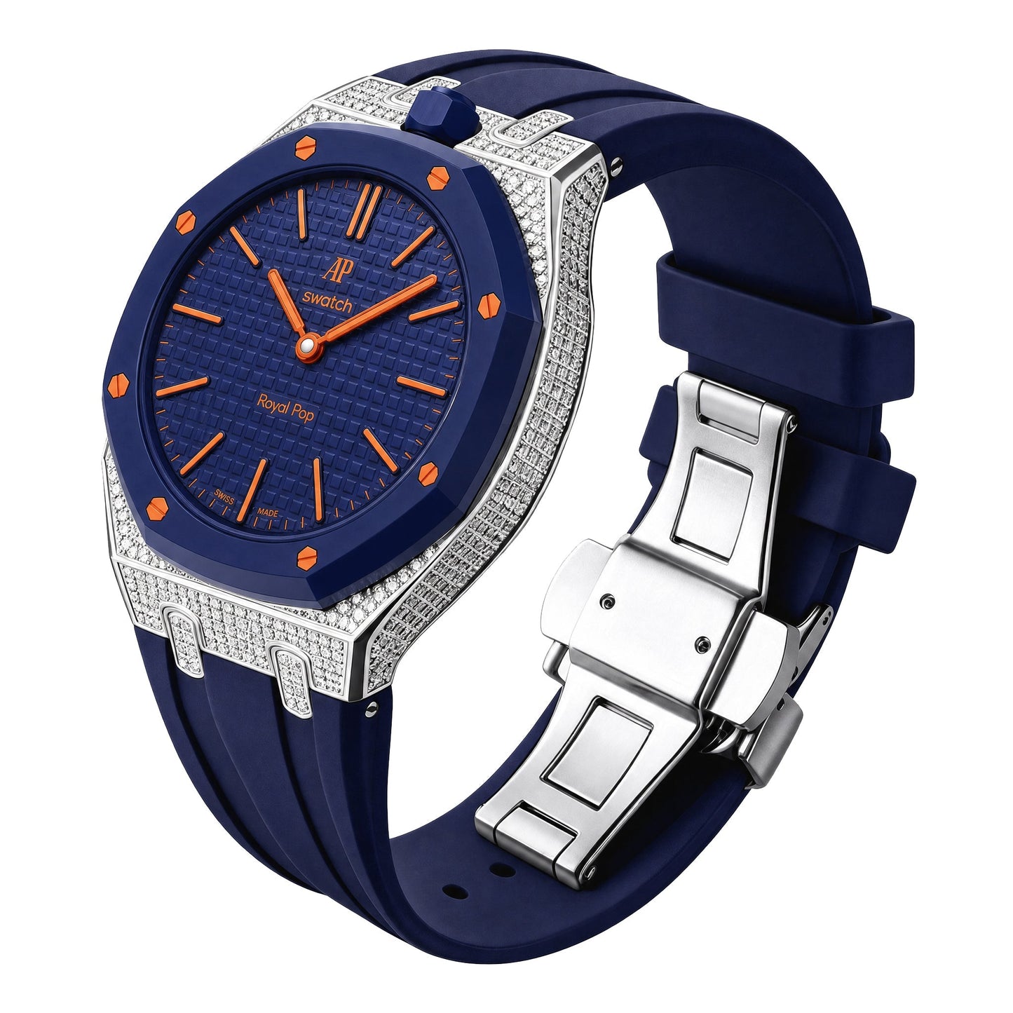 Royal Oak Pop Exclusive Steel Case With Diamond(Moissanite) & Silicone Strap
