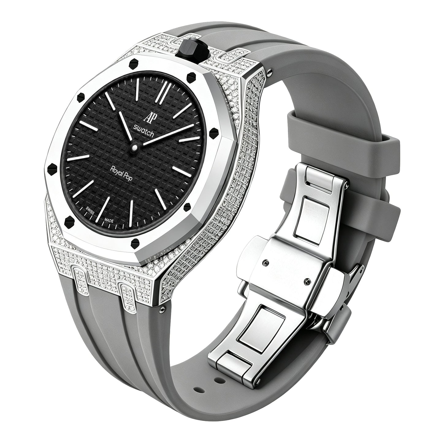 Royal Oak Pop Exclusive Steel Case With Diamond(Moissanite) & Silicone Strap