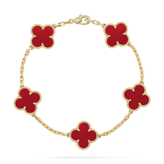 [AuraEcho]CLOVER 5 MOTIFS RED AGATE  BRACELET