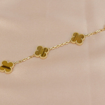 [AuraEcho]CLOVER  5 MOTIFS TIGER EYE BRACELET