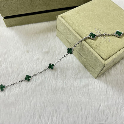 [AuraEcho]CLOVER 6 MOTIF MALACHITE BRACELET