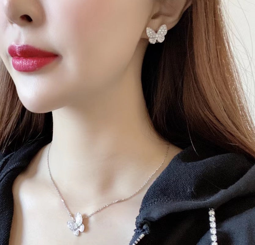 [AuraEcho]BUTTERFLY ALL DIAMOND EARRINGS
