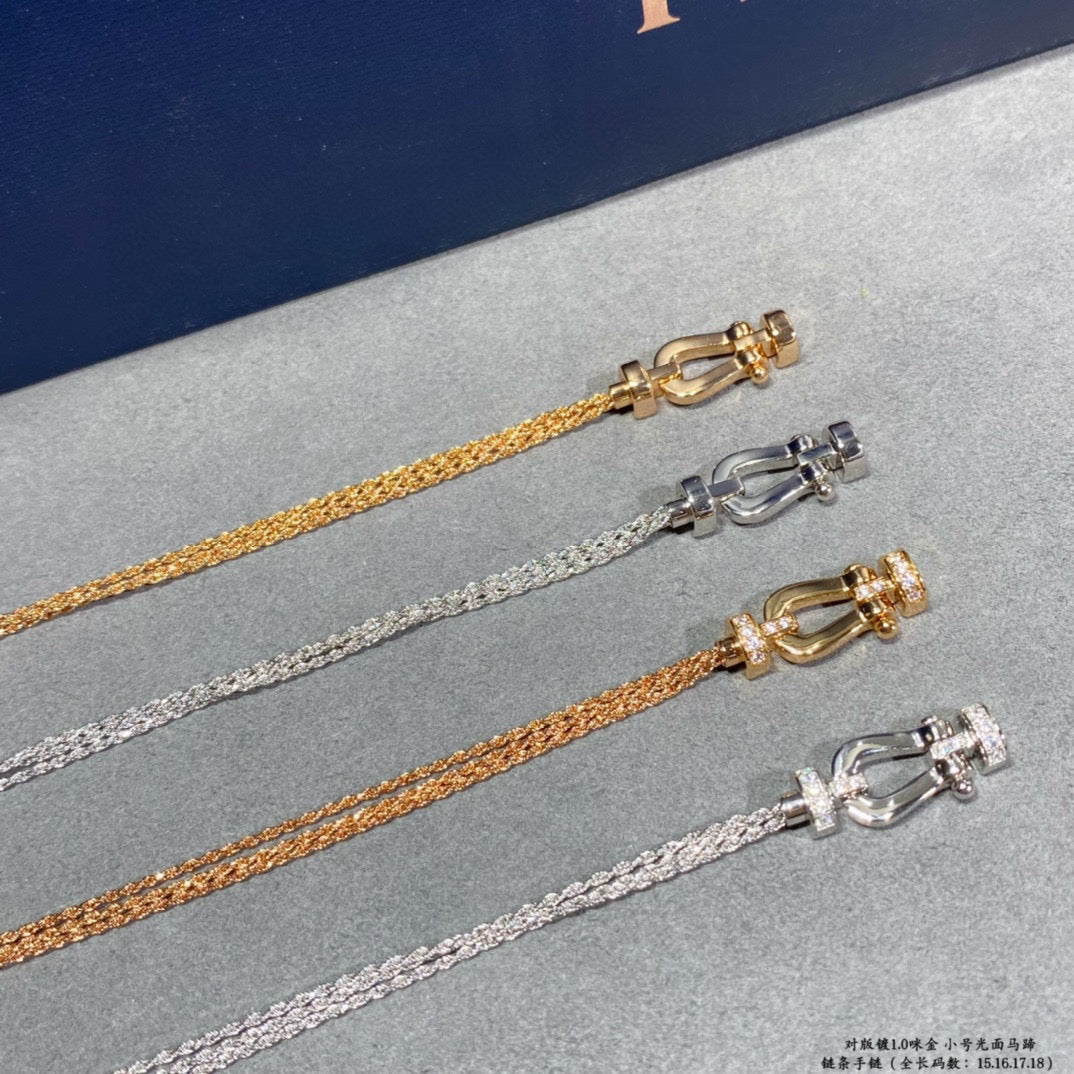 [AuraEcho]FORCE SMALL HORSESHOE  DIAMOND CHAIN ROPE BRACELET