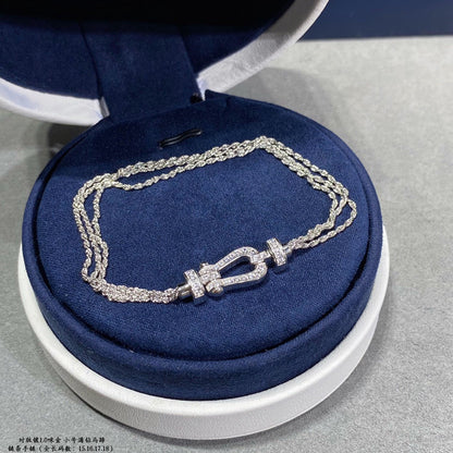 [AuraEcho]FORCE SMALL HORSESHOE  DIAMOND CHAIN ROPE BRACELET