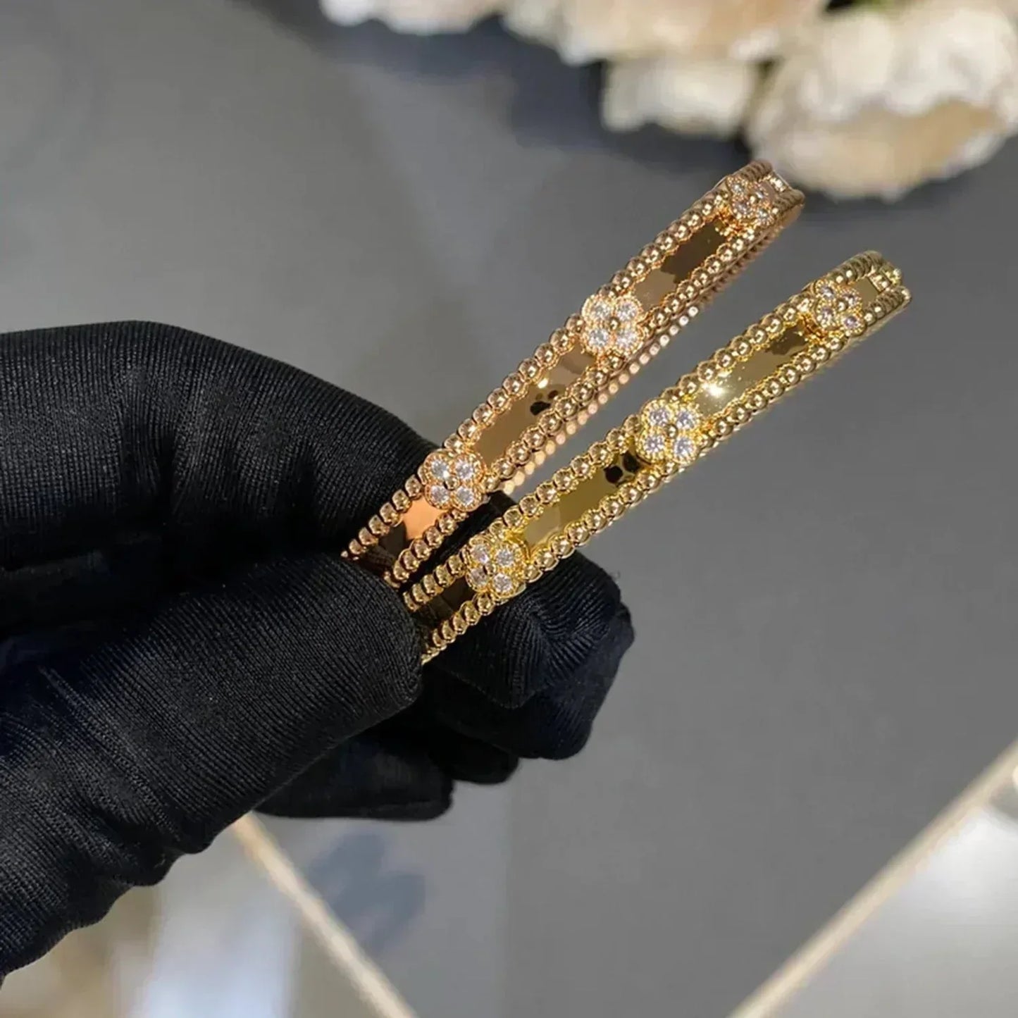[AuraEcho]CLOVER BRACELET 4MM DIAMONDS