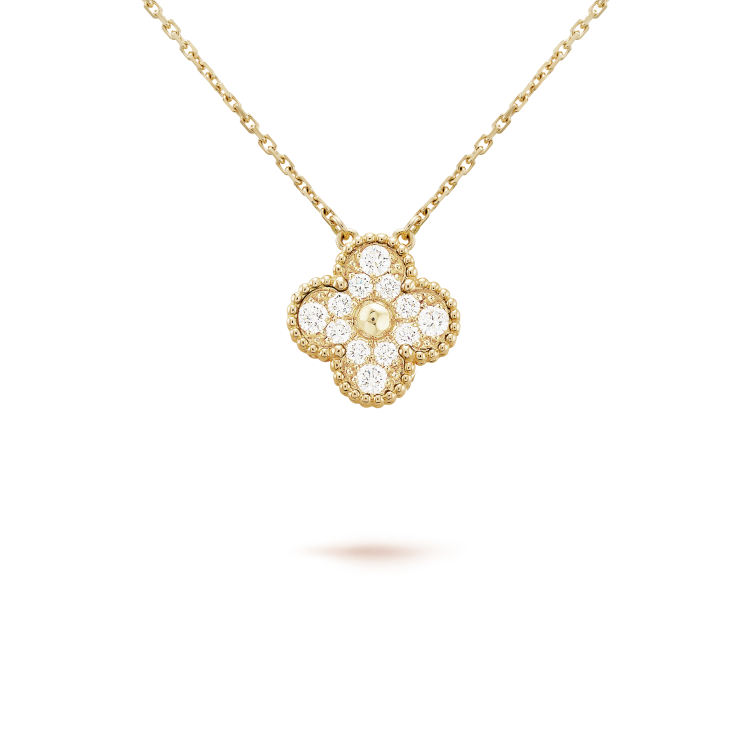 [AuraEcho]CLOVER 15MM DIAMOND SINGLE FLOWER NECKLACE