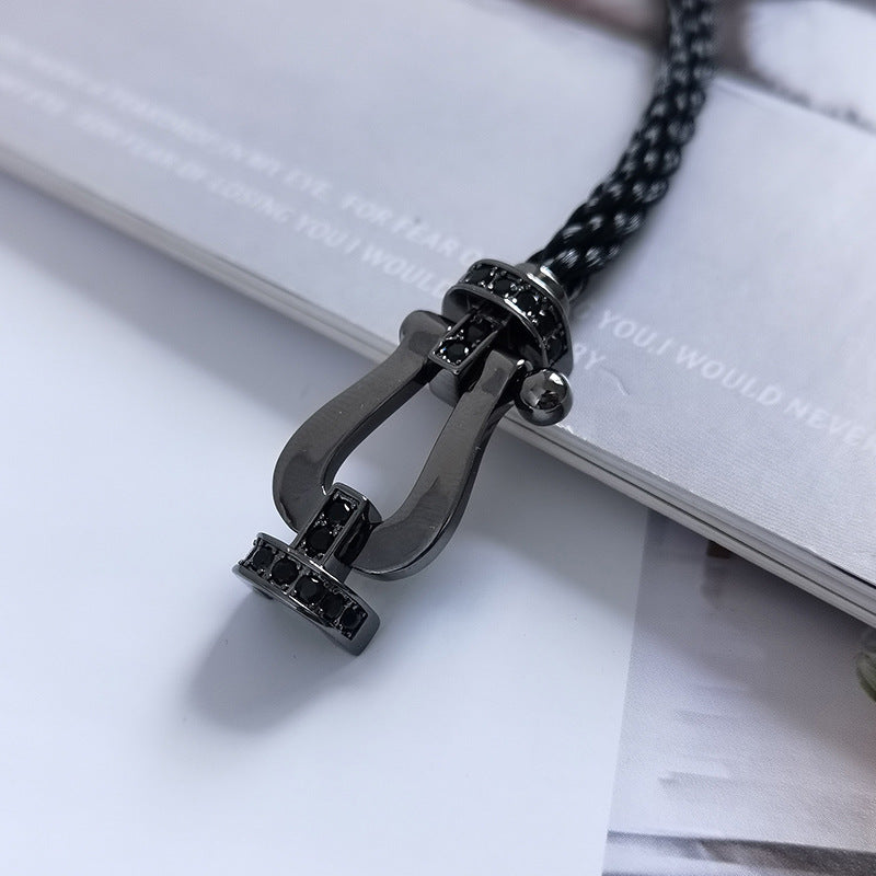 [AuraEcho]FORCE LARGE SERIES HORSESHOE BLACK SAMURAI BRACELET