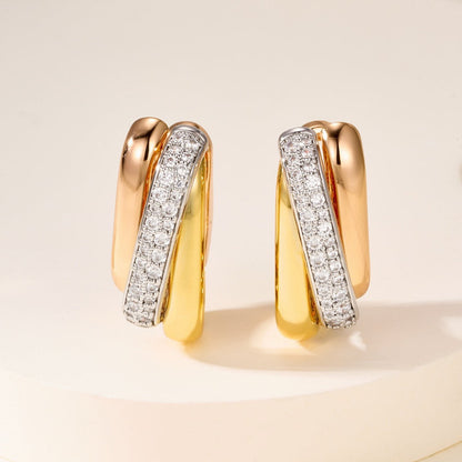 [AuraEcho]TRINITY HALF DIAMOND  CUSHION EARRINGS