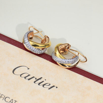 [AuraEcho]TRINITY HALF DIAMOND  CLASSIC EARRINGS