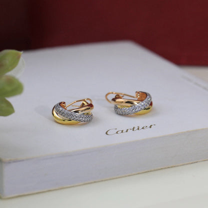 [AuraEcho]TRINITY HALF DIAMOND  CLASSIC EARRINGS