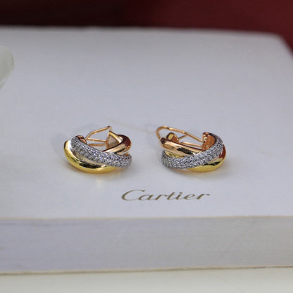 [AuraEcho]TRINITY HALF DIAMOND  CLASSIC EARRINGS
