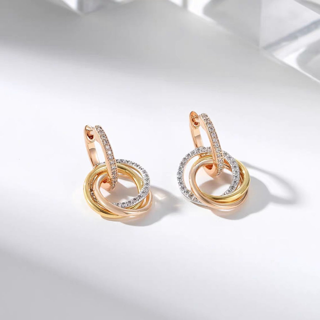 [AuraEcho]TRINITY HALF DIAMOND  EARRINGS