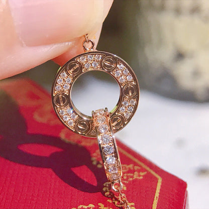 [AuraEcho]LOVE  FULL DIAMOND PENDANT NECKLACE