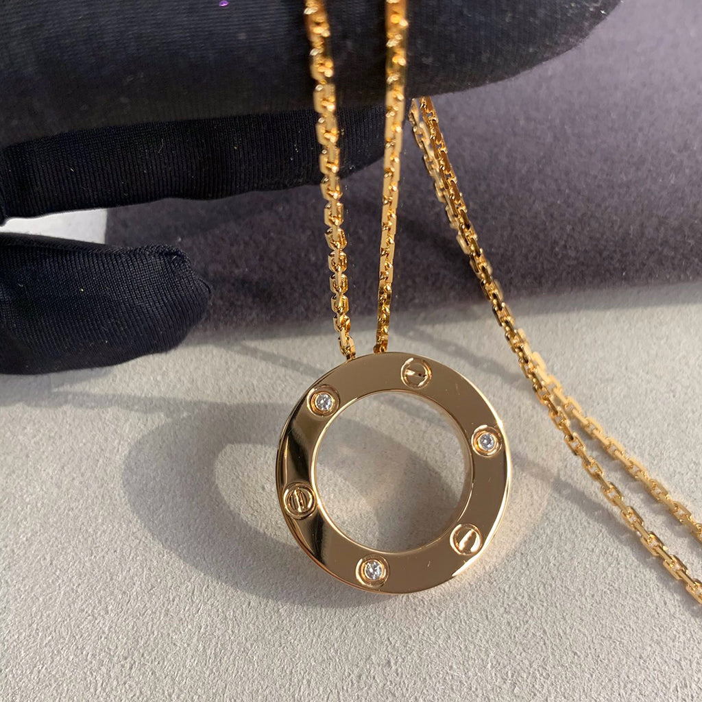 [AuraEcho]LOVE NECKLACE 16MM 3 DIAMONDS