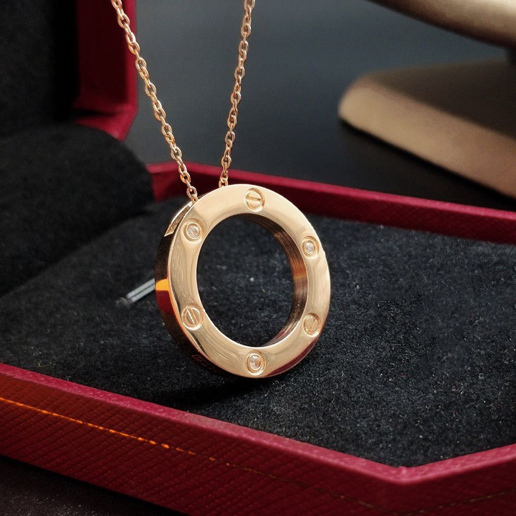 [AuraEcho]LOVE NECKLACE 16MM 3 DIAMONDS