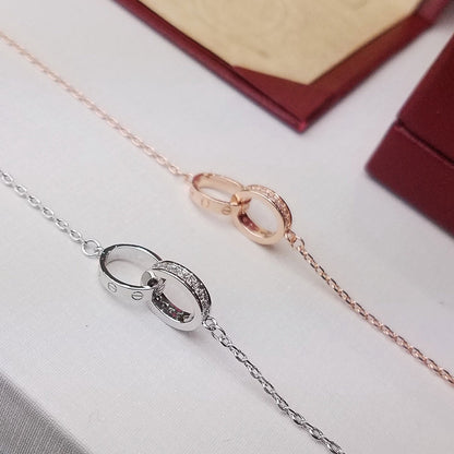 [AuraEcho]LOVE DOUBLE RING HALF DIAMOND BRACELET