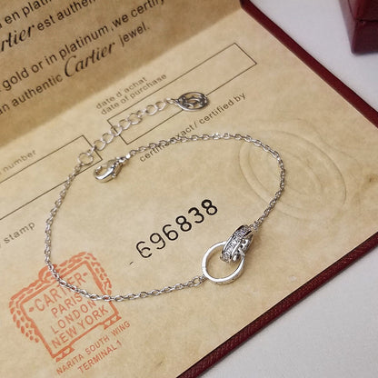 [AuraEcho]LOVE DOUBLE RING HALF DIAMOND BRACELET