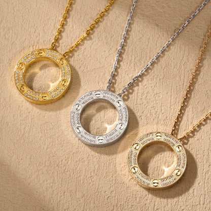 [AuraEcho]LOVE NECKLACE 16MM  FULL DIAMOND