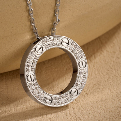 [AuraEcho]LOVE NECKLACE 16MM  FULL DIAMOND