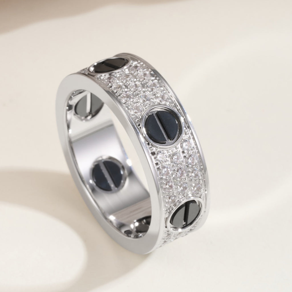 [AuraEcho]LOVE RING 5.5MM DIAMONDS PAVED CERAMIC