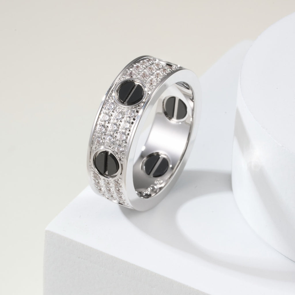 [AuraEcho]LOVE RING 5.5MM DIAMONDS PAVED CERAMIC
