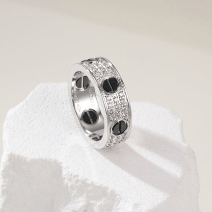 [AuraEcho]LOVE RING 5.5MM DIAMONDS PAVED CERAMIC