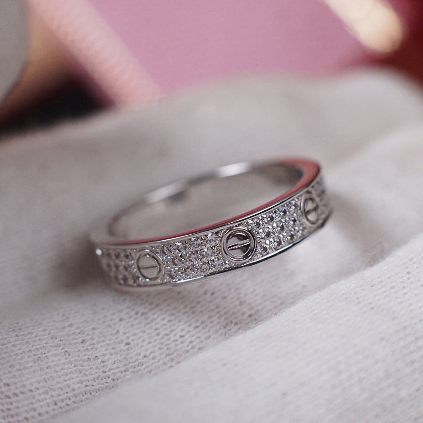 [AuraEcho]LOVE RING 4.0MM DIAMOND PAVED