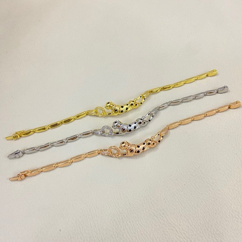 [AuraEcho]PANTHERE HALF DIAMOND ON CHAIN BRACELET