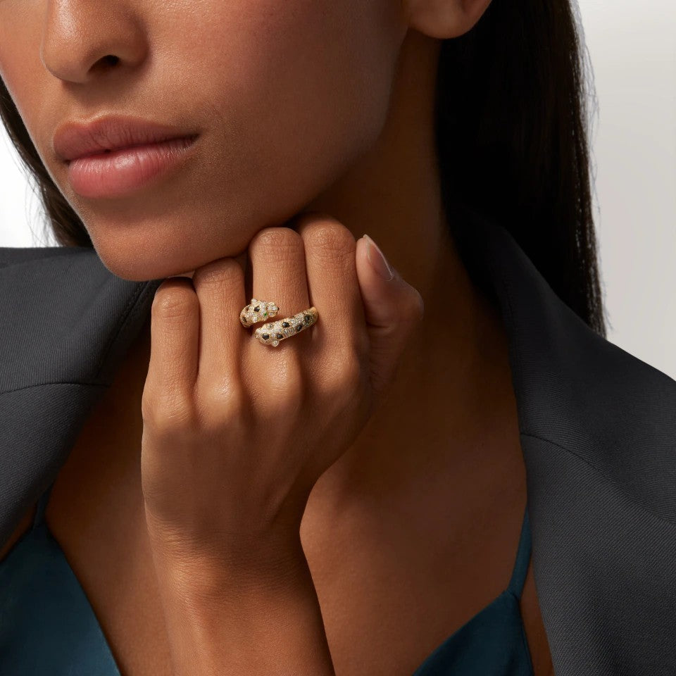 [AuraEcho]PANTHERE DOUBLE HEADED FULL DIAMOND  RING