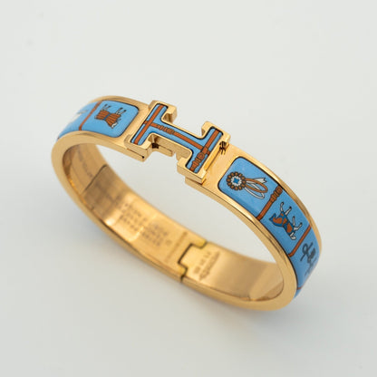 [AuraEcho]H PINK GOLD BRACELET BLUE CERAMIC