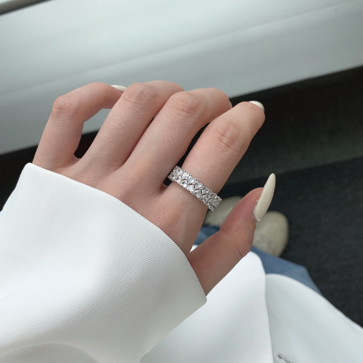 [AuraEcho]Sparkling Full Heart Ring