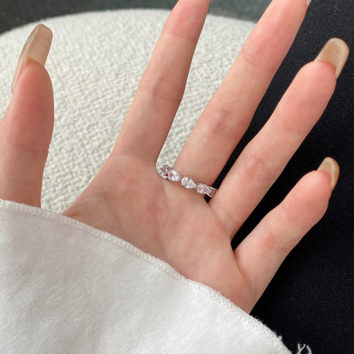 [AuraEcho]Exquisite Pear Cut Tennis Ring