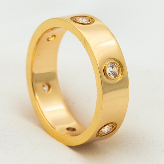 [AuraEcho]LOVE RING 5.5MM 6 DIAMONDS PINK GOLD