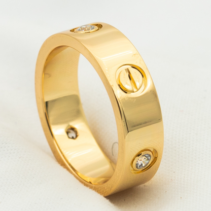 [AuraEcho]LOVE RING 5.5MM 3 DIAMONDS PINK GOLD