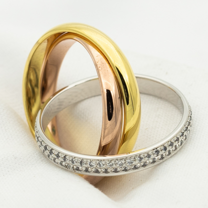 [AuraEcho]TRINITY RING GOLD PINK GOLD SILVER DIAMONDS