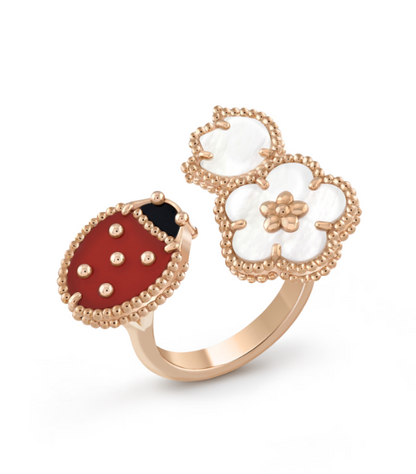 [AuraEcho]LUCKY 3 MOTIF ROSE GOLD RING