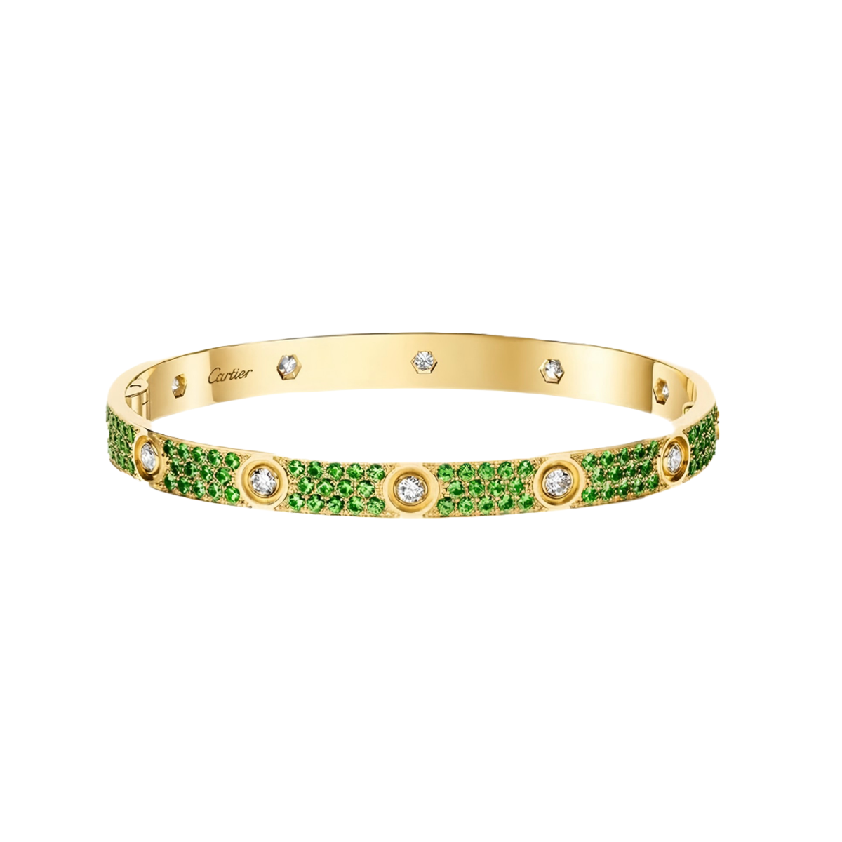 [AuraEcho]2026 PAVE GEMSTONE LOVE BRACELET 6.1MM 10 DIAMONDS