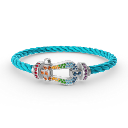 [AuraEcho]FORC LARGE HORSESHOE  COLORED DIAMOND BRACELET SILVER