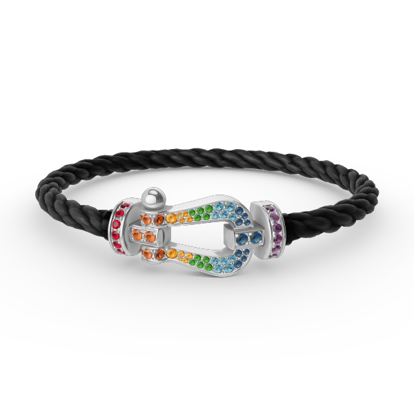 [AuraEcho]FORC LARGE HORSESHOE  COLORED DIAMOND BRACELET SILVER