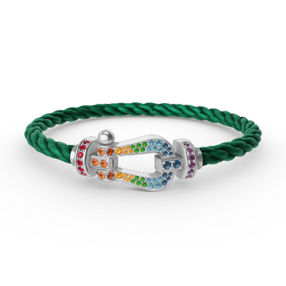 [AuraEcho]FORC LARGE HORSESHOE  COLORED DIAMOND BRACELET SILVER