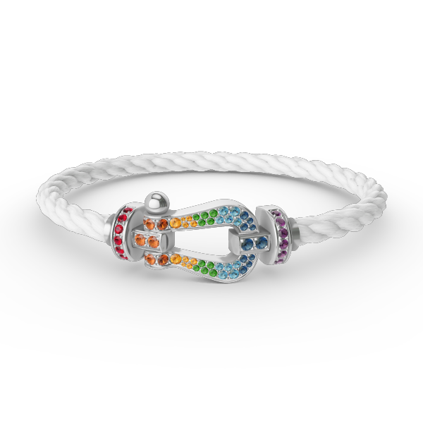 [AuraEcho]FORC LARGE HORSESHOE  COLORED DIAMOND BRACELET SILVER