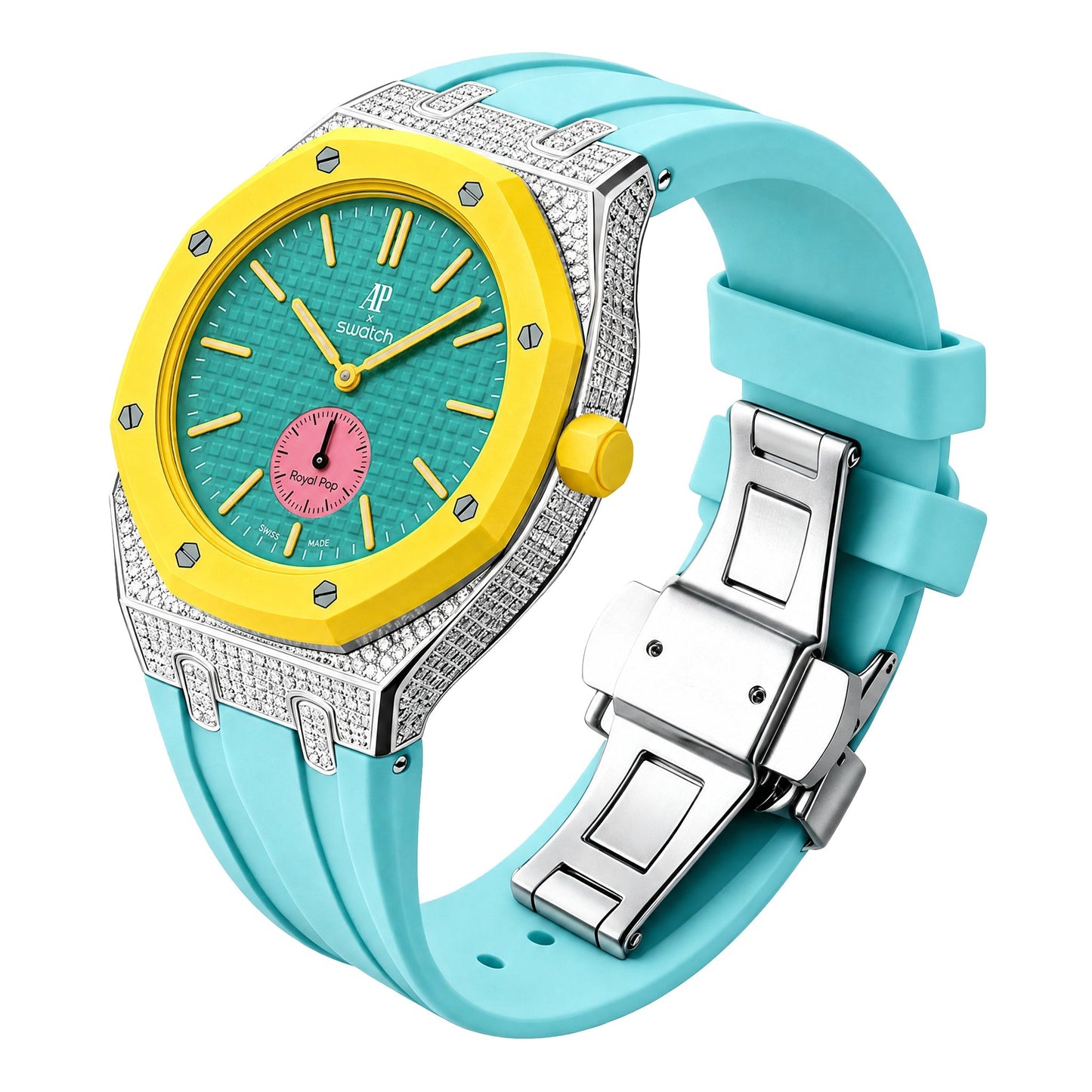 Royal Oak Pop Exclusive Steel Case With Diamond(Moissanite) & Silicone Strap