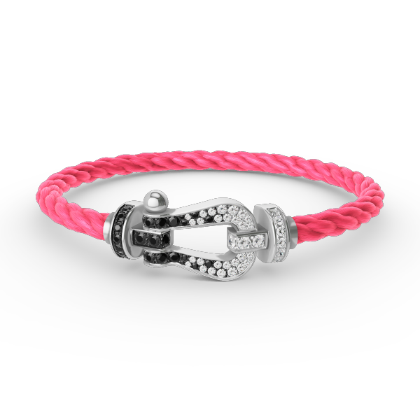 [AuraEcho]FORCE LARGE HORSESHOE BLACK WHITE DIAMOND BRACELET SILVER