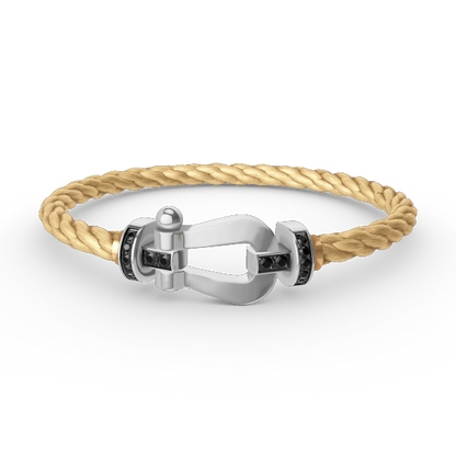 [AuraEcho]FORCE LARGE HORSESHOE BLACK DIAMOND BRACELET SILVER
