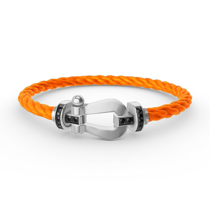 [AuraEcho]FORCE LARGE HORSESHOE BLACK DIAMOND BRACELET SILVER